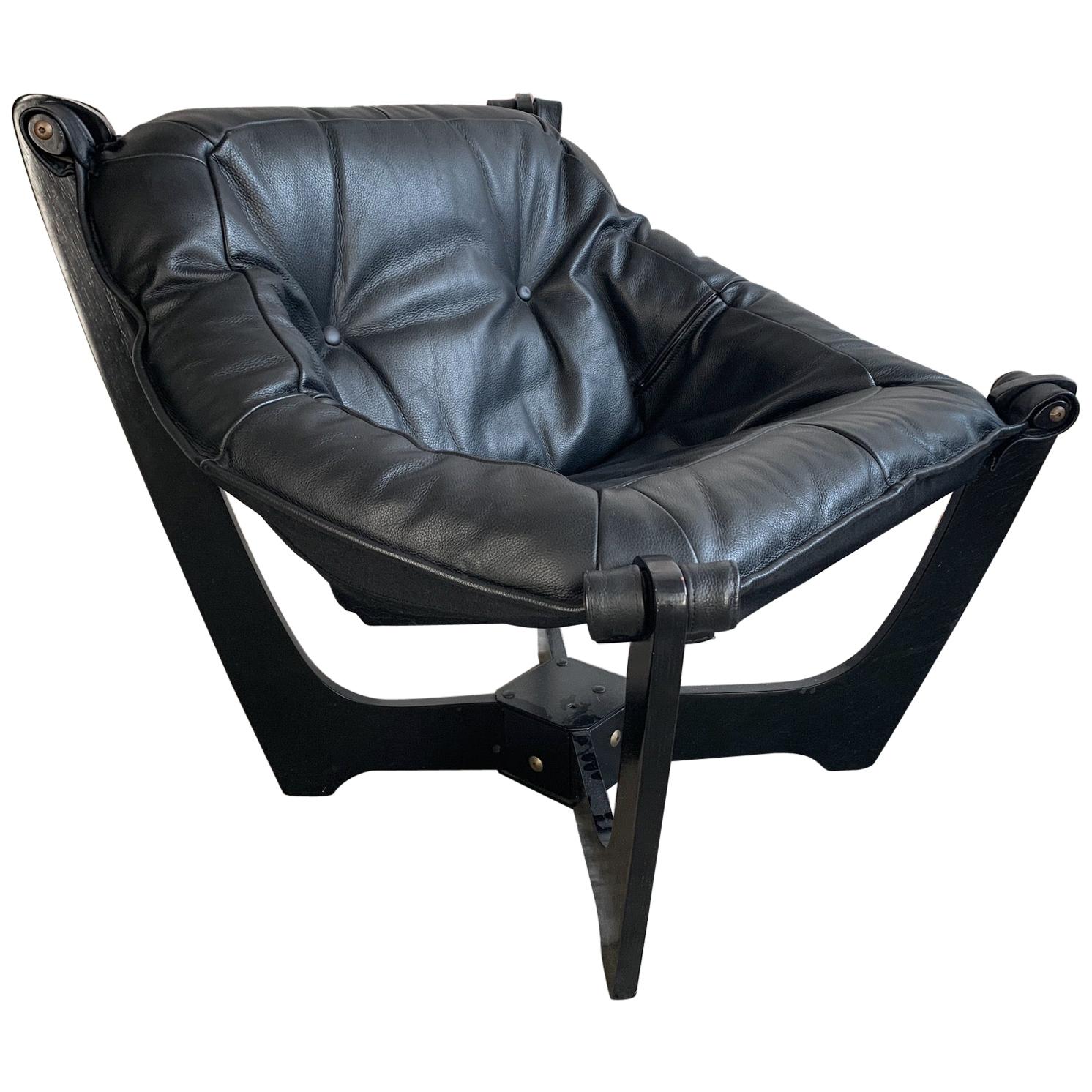 "Luna" Lounge Chair by Odd Knutsen in Black Leather