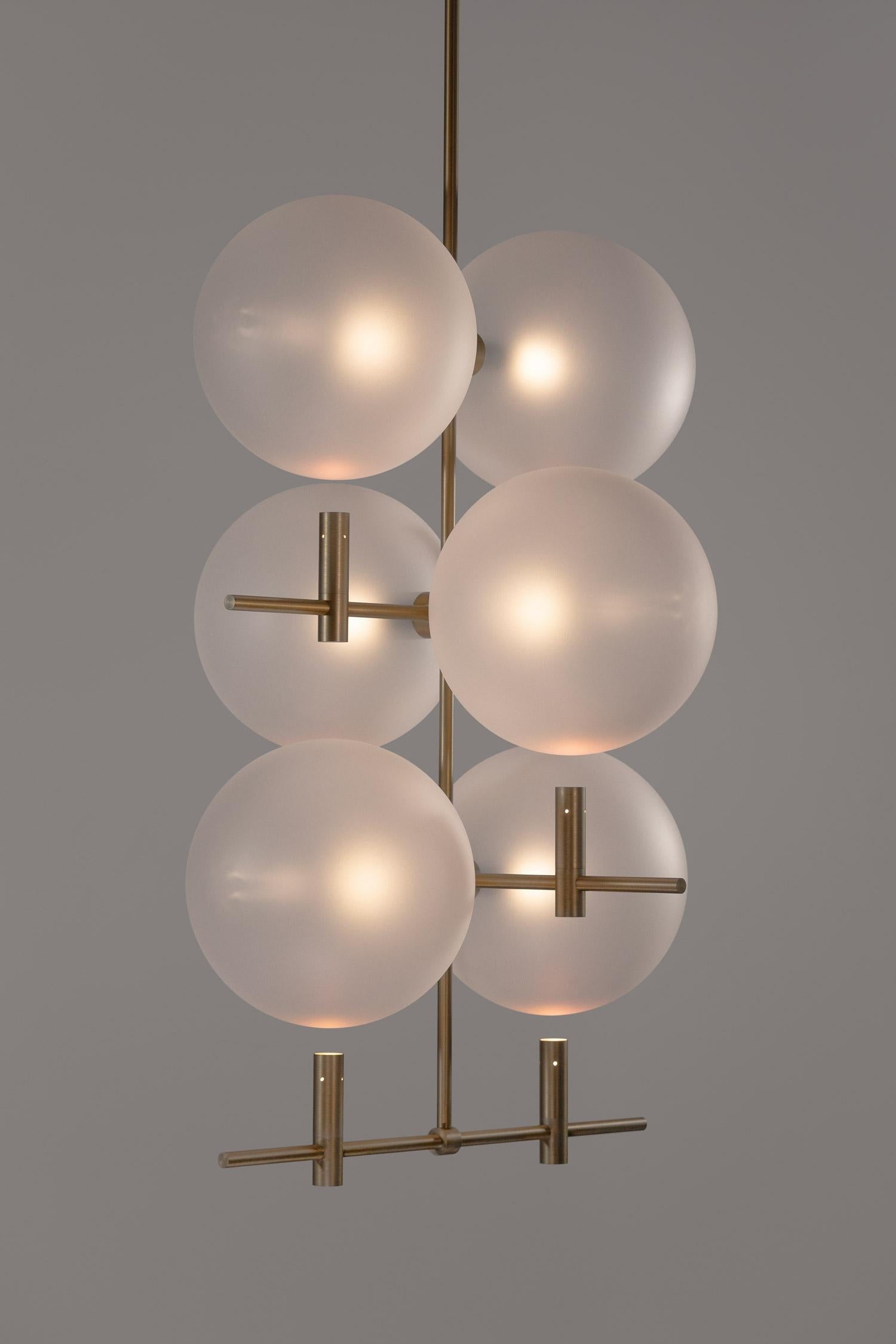 Luna Luminaire/Kronleuchter Horizontal I02 aus gebürstetem Gold im Angebot 4