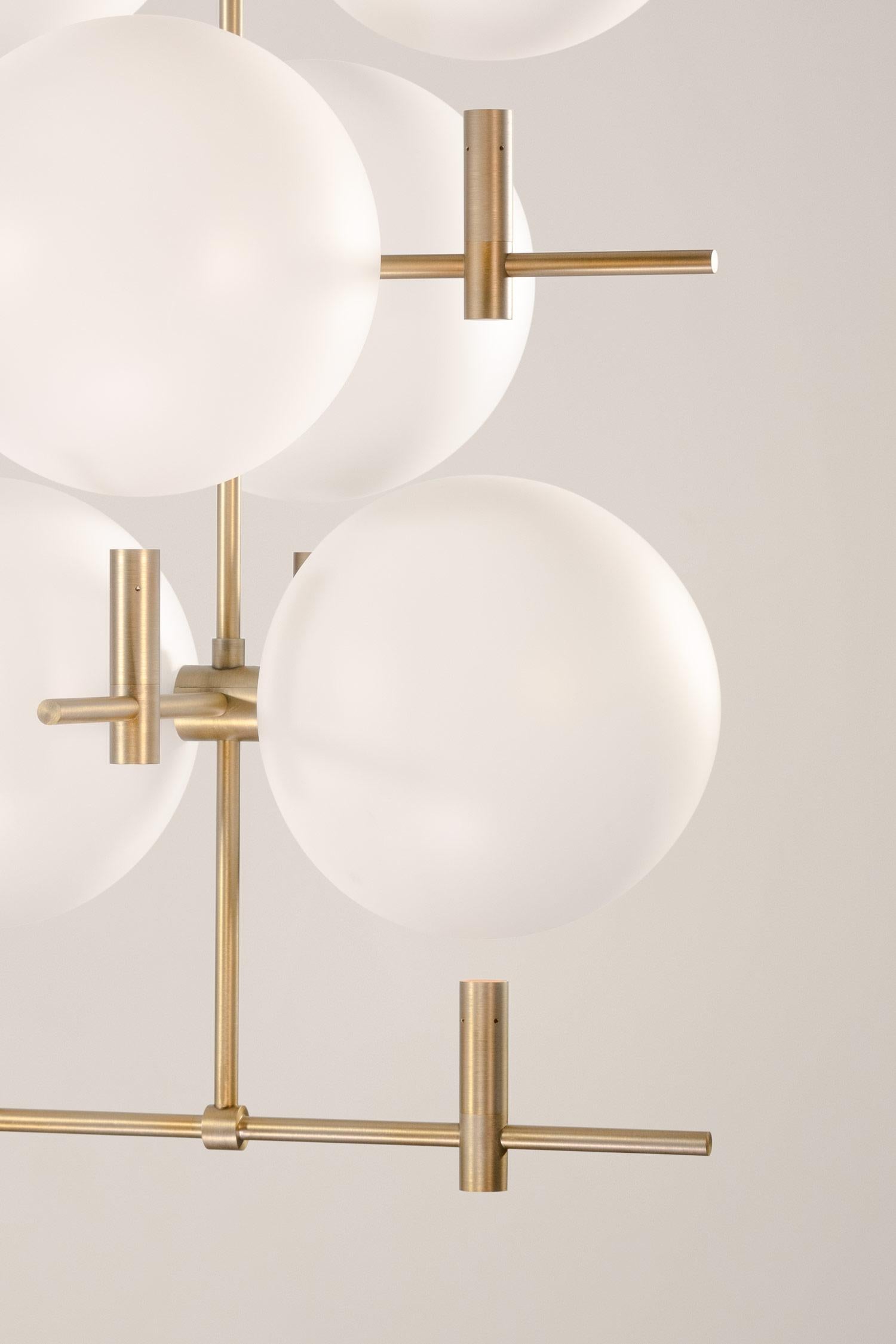 Czech Luna Luminaire / Chandelier Horizontal I02 in Brushed Gold For Sale
