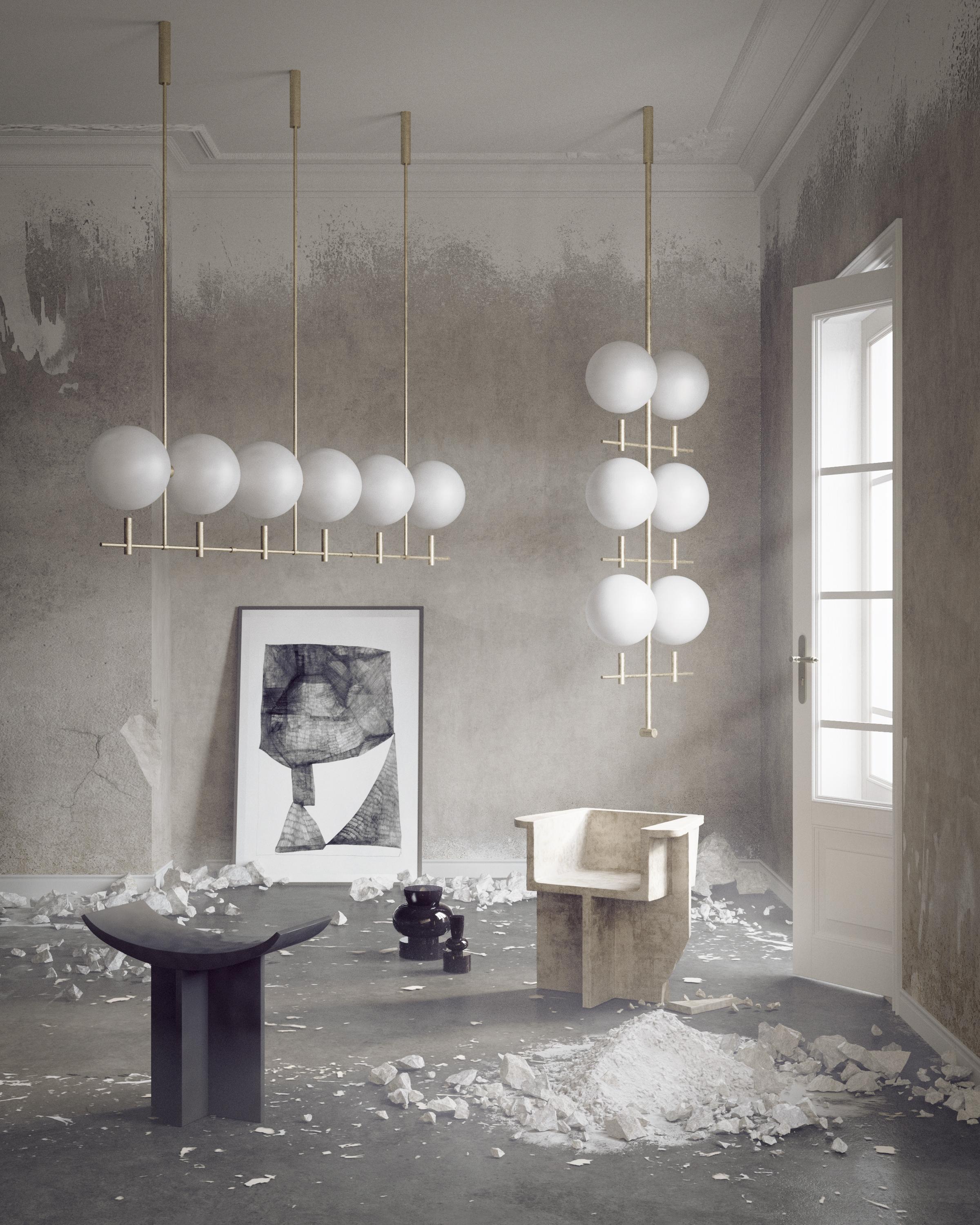 Luna Luminaire / Chandelier Horizontal I02 en blanc mat en vente 1