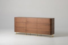 Luna Lux Base Commode in Walnut Veneer & Steel by PANOPTIKUM COLLECTIONS