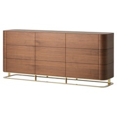 Luna Lux Base Commode in Walnut Veneer & Steel by PANOPTIKUM COLLECTIONS