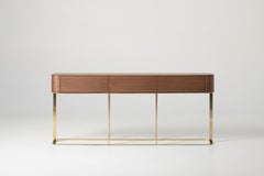 Luna Lux Flair Base Console in Walnut Veneer & Steel by PANOPTIKUM COLLECTIONS