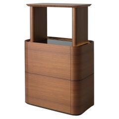 Luna Lux Vino Bar Cabinet in Walnut Veneer by PANOPTIKUM COLLECTIONS
