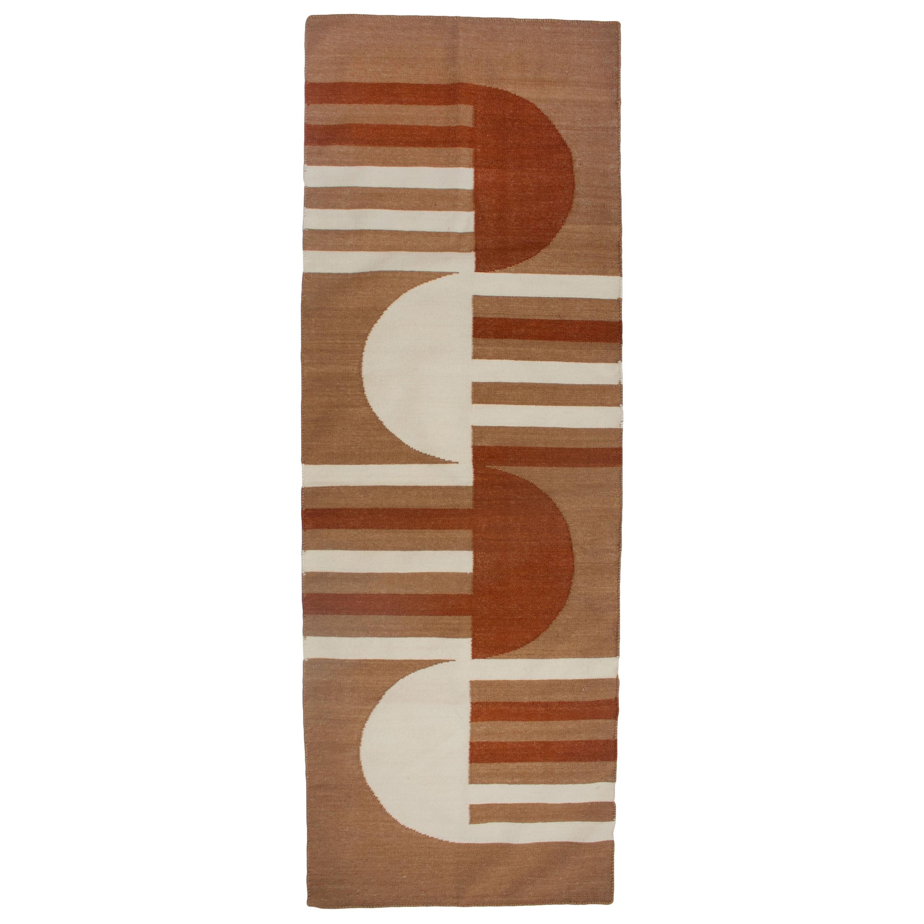 Luna Mod Ochre Handwoven Modern Wool Rug, Carpet and Durrie