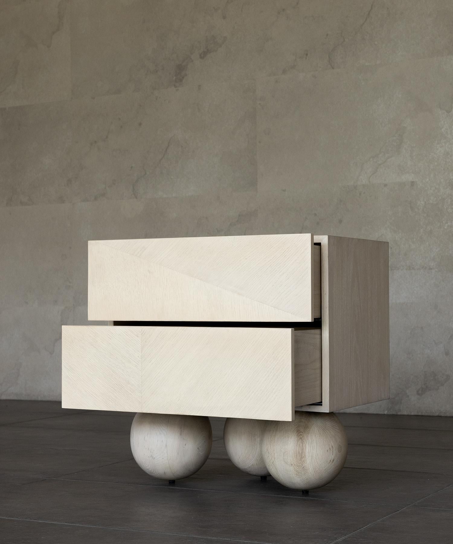 Indian LUNA NIGHTSTAND - Bleached White Oak SHO MODERN