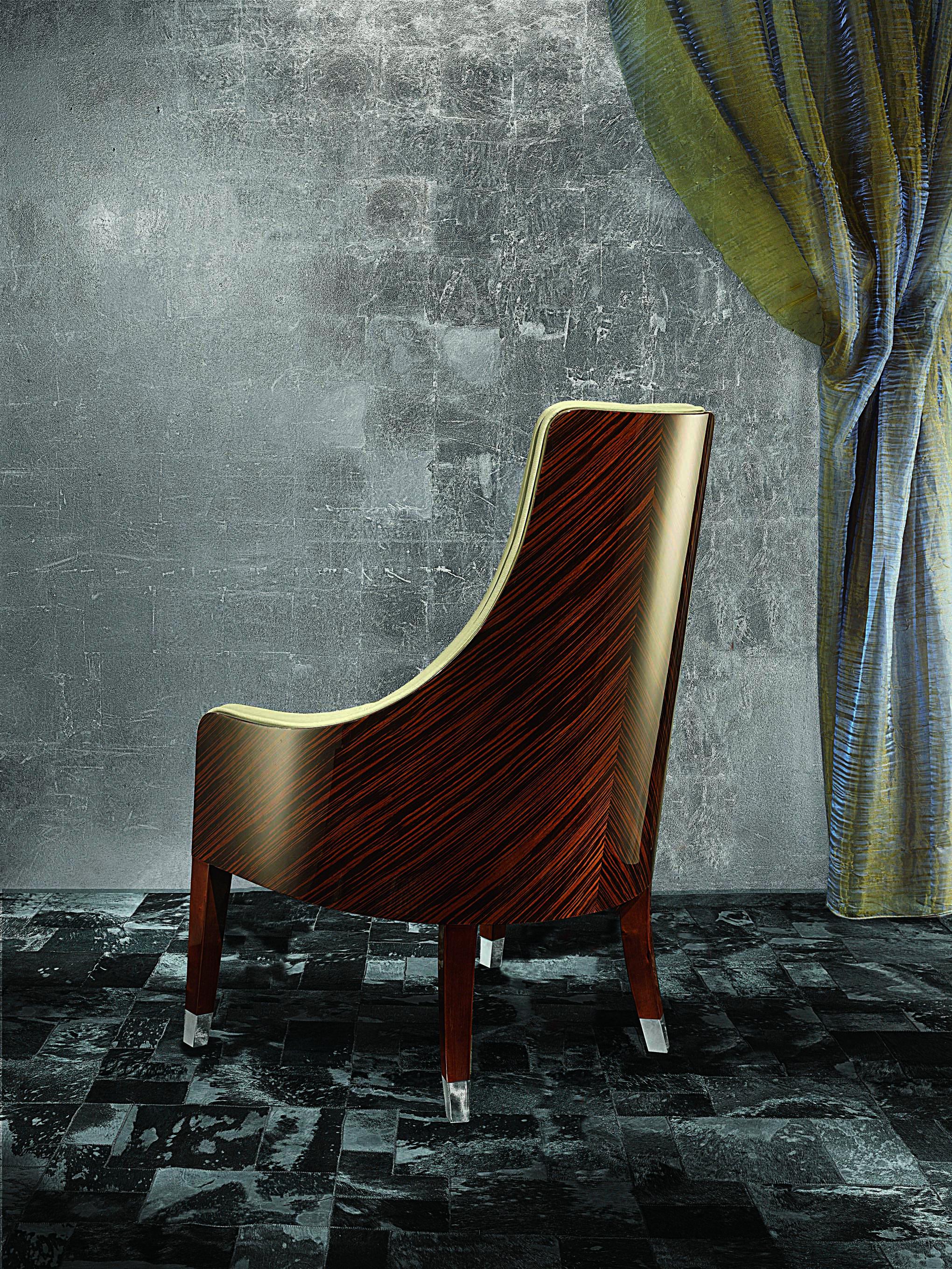 Art Deco Luna Occasional High arm chair - Brown Leather For Sale