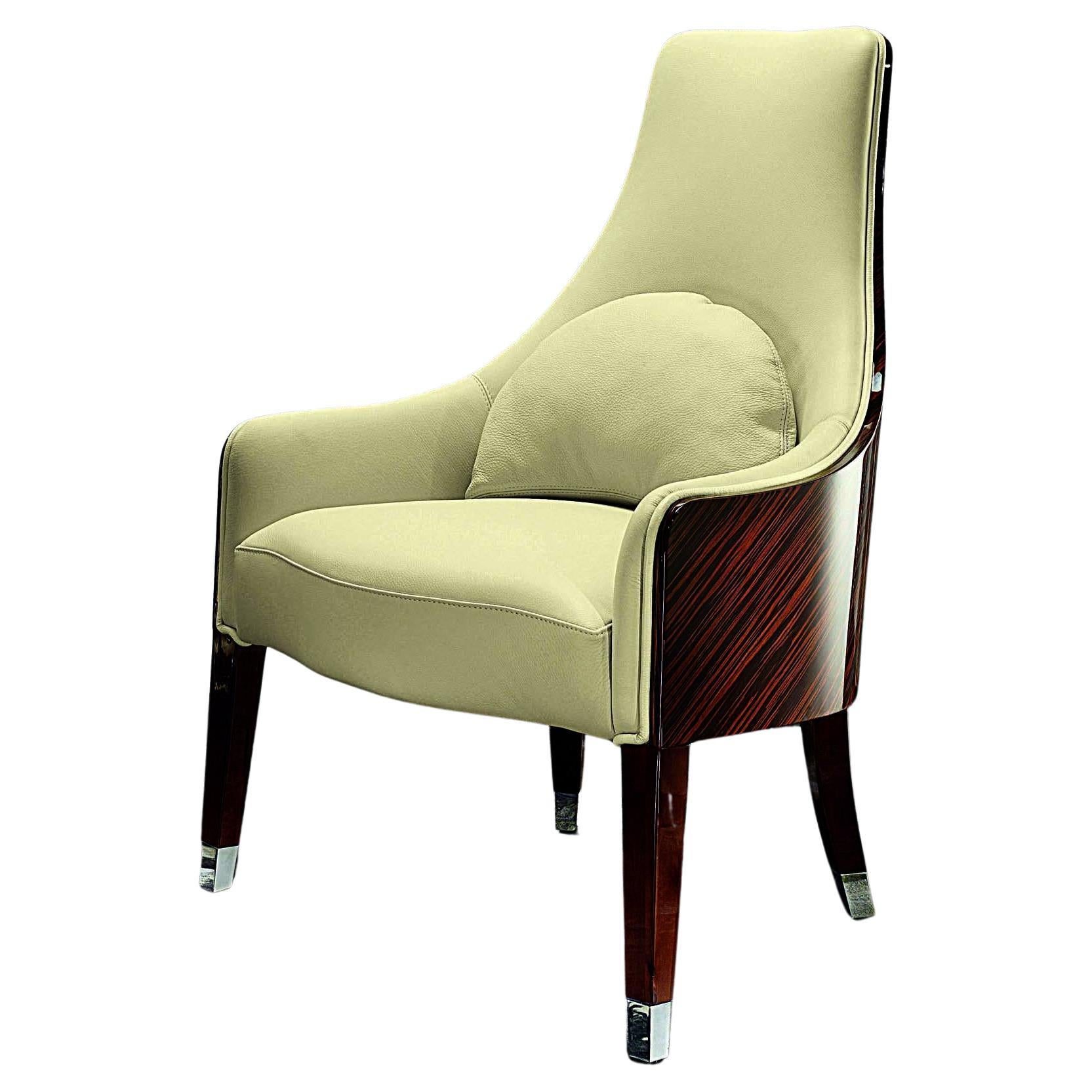 Luna Occasional High arm chair - Brown Leather