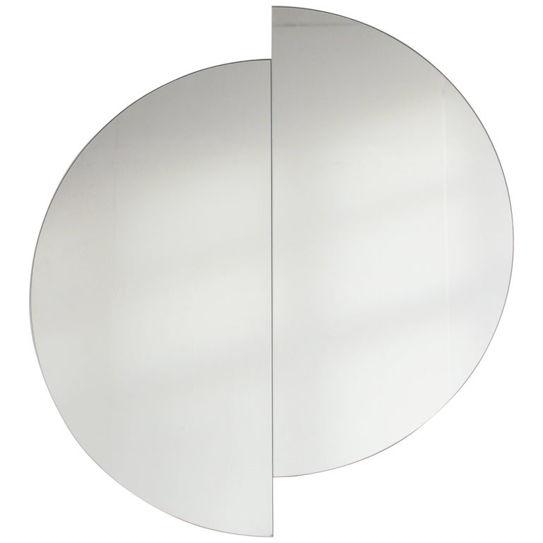 Silver Tinted Luna Orbis™ Round Mirror (2 Half-Moon pieces) Frameless