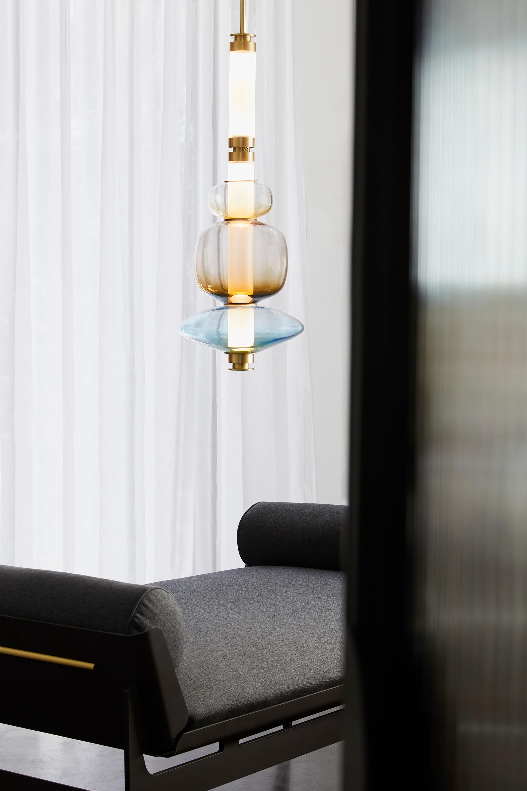 Contemporary Luna Pendant in Glass and Metal by Gabriel Scott