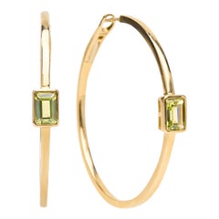 Boucles d'oreilles créoles Luna Peridot en or 14 carats
