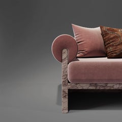 Poltrona Luna Pink Siena in marmo e seta mohair di Sheree Stuart Design