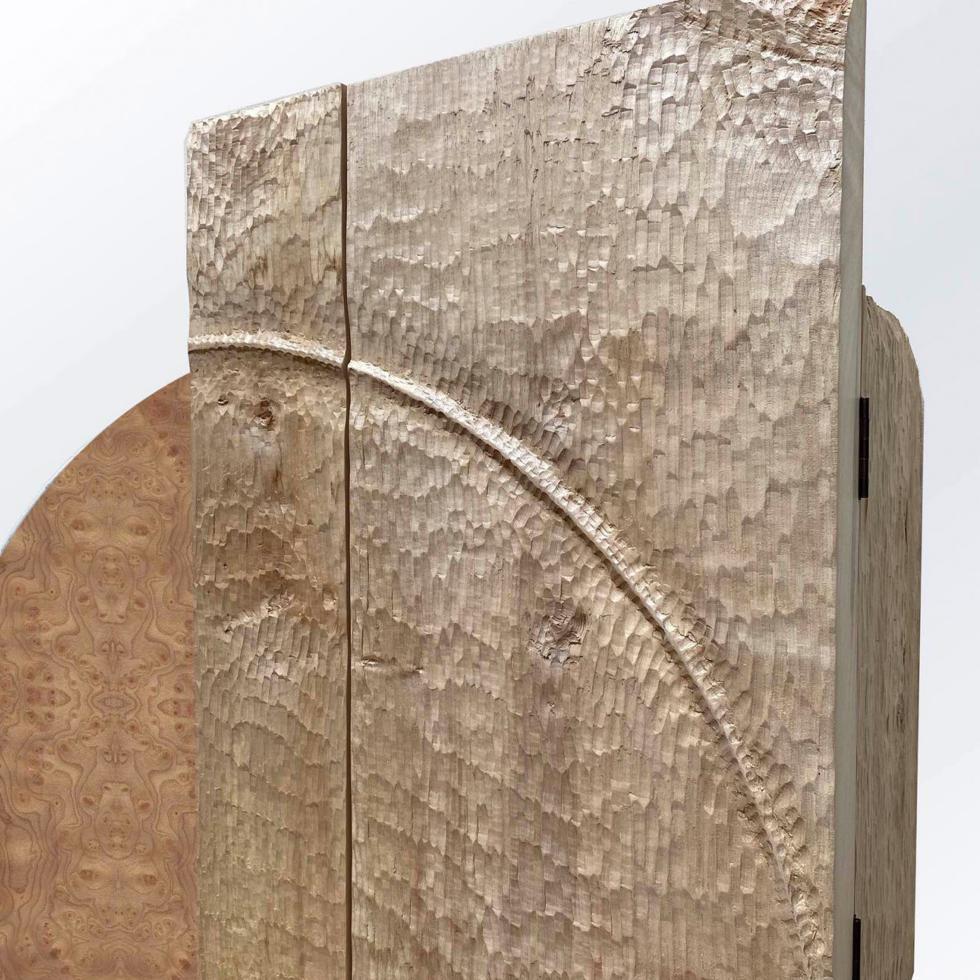Contemporary Luna Radica di Olmo Asymmetrical Sideboard by Pietro Meccani For Sale