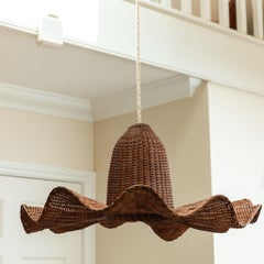 Luna Rattan Pendant Chandelier, XL, Hand-Woven Rattan, UK Design, 70cm