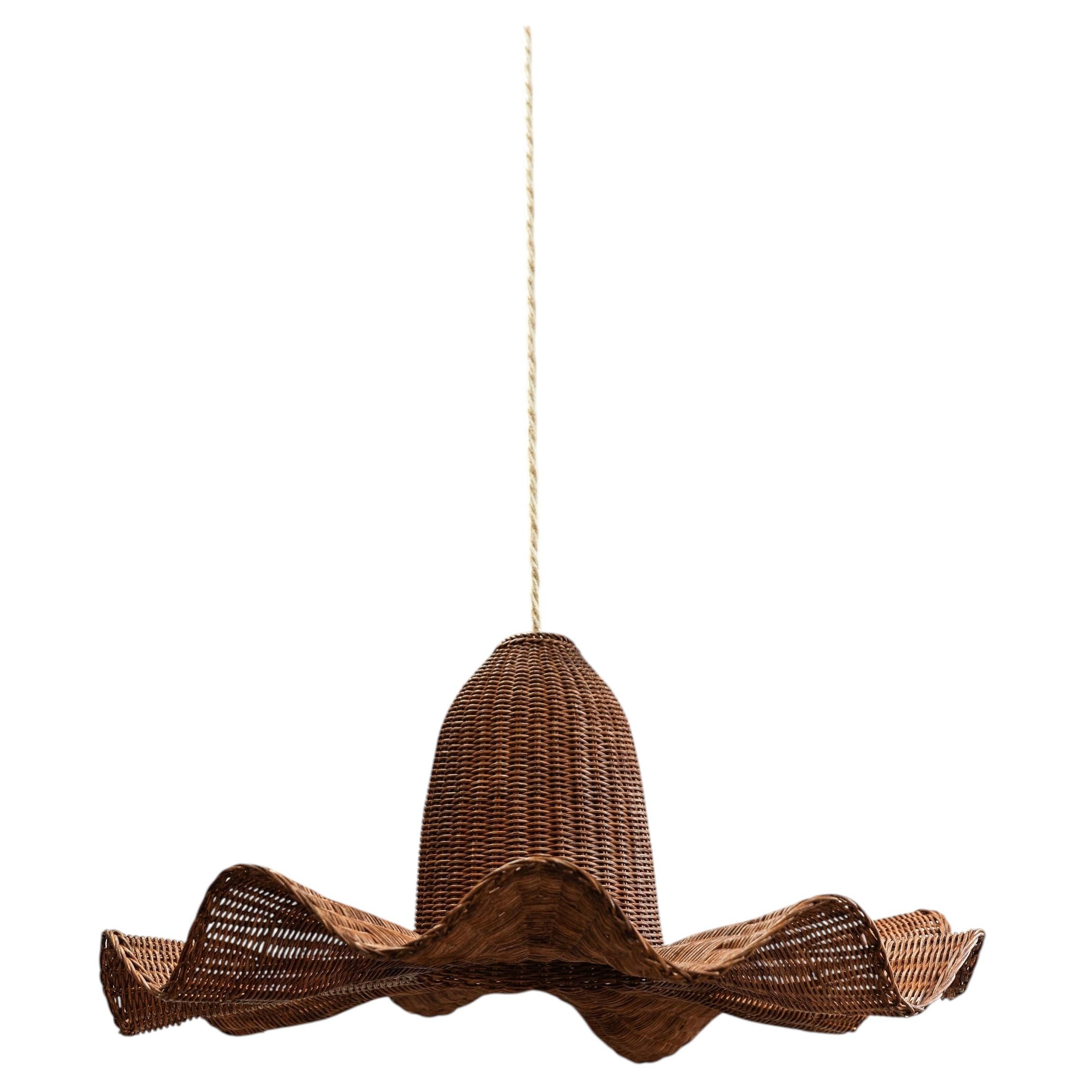 Luna Rattan Pendant Chandelier, XL, Hand-Woven Rattan, UK Design, 70cm