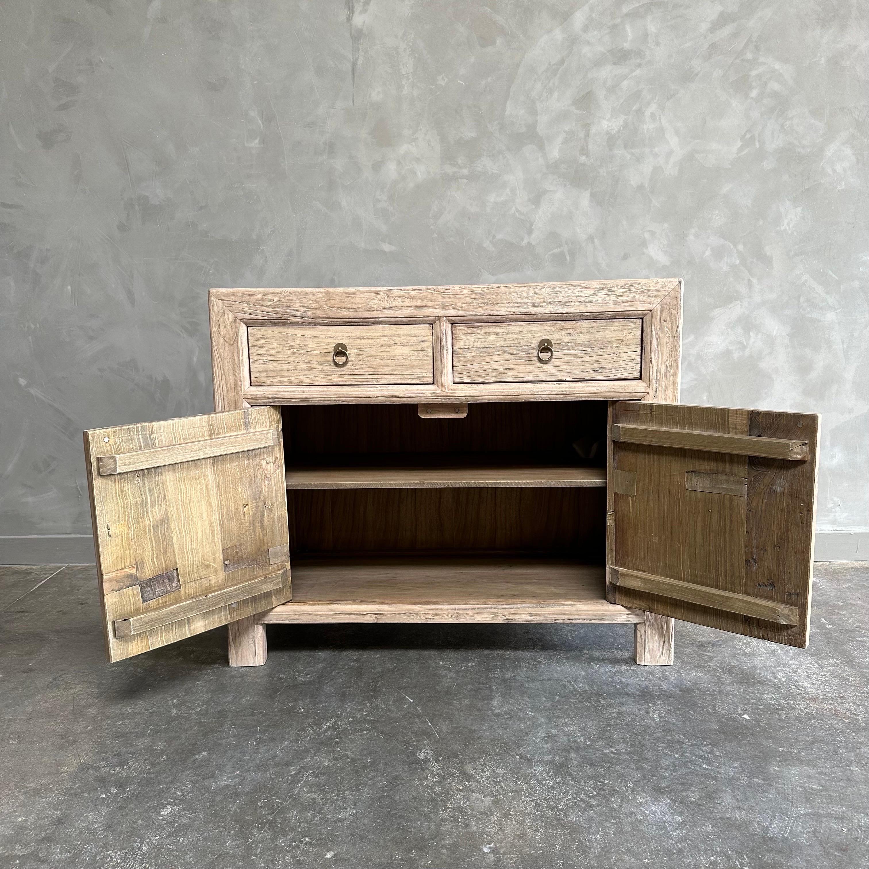Luna Reclaimed Elm Wood Cabinet with Drawers For Sale 1