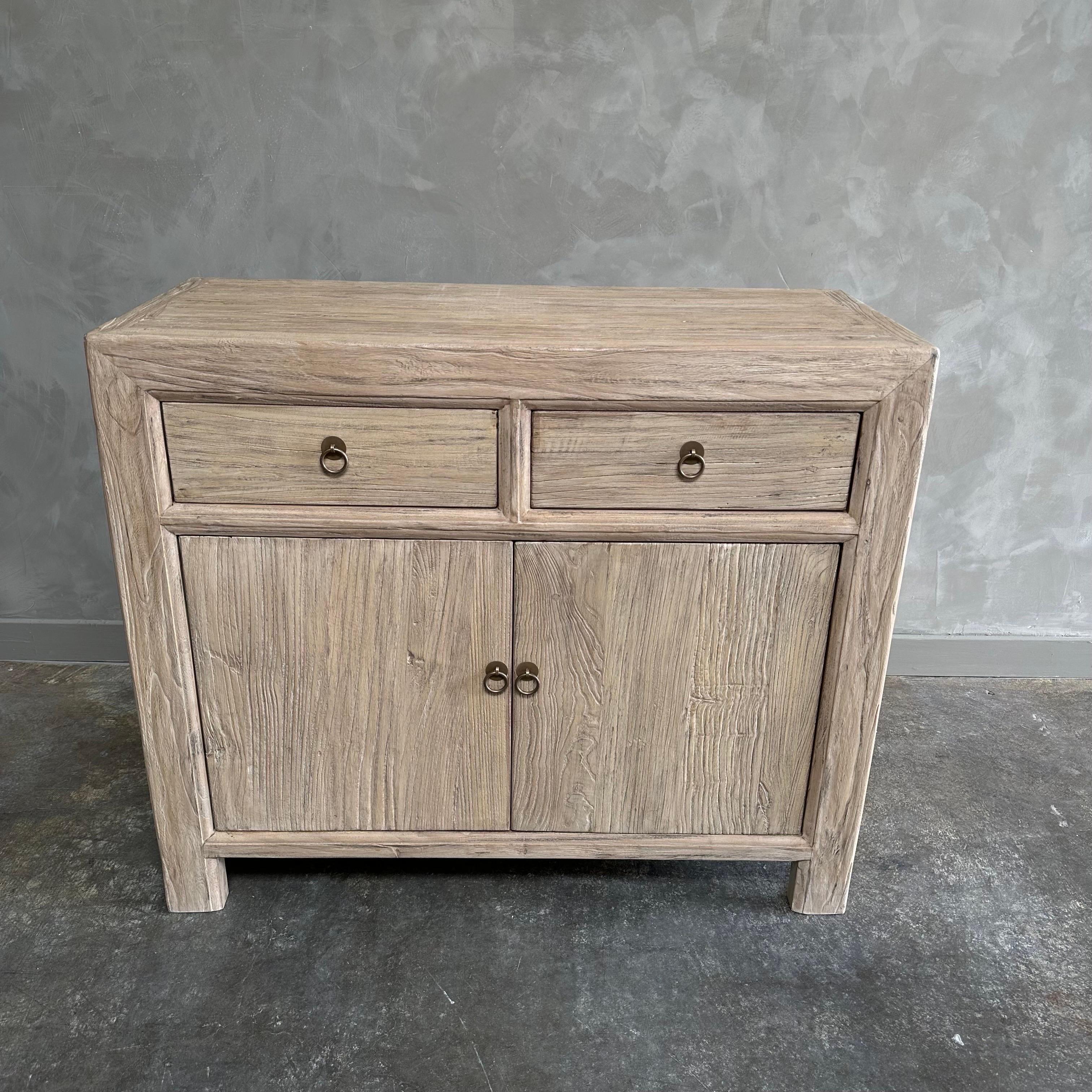 Luna Reclaimed Elm Wood Cabinet with Drawers For Sale 3