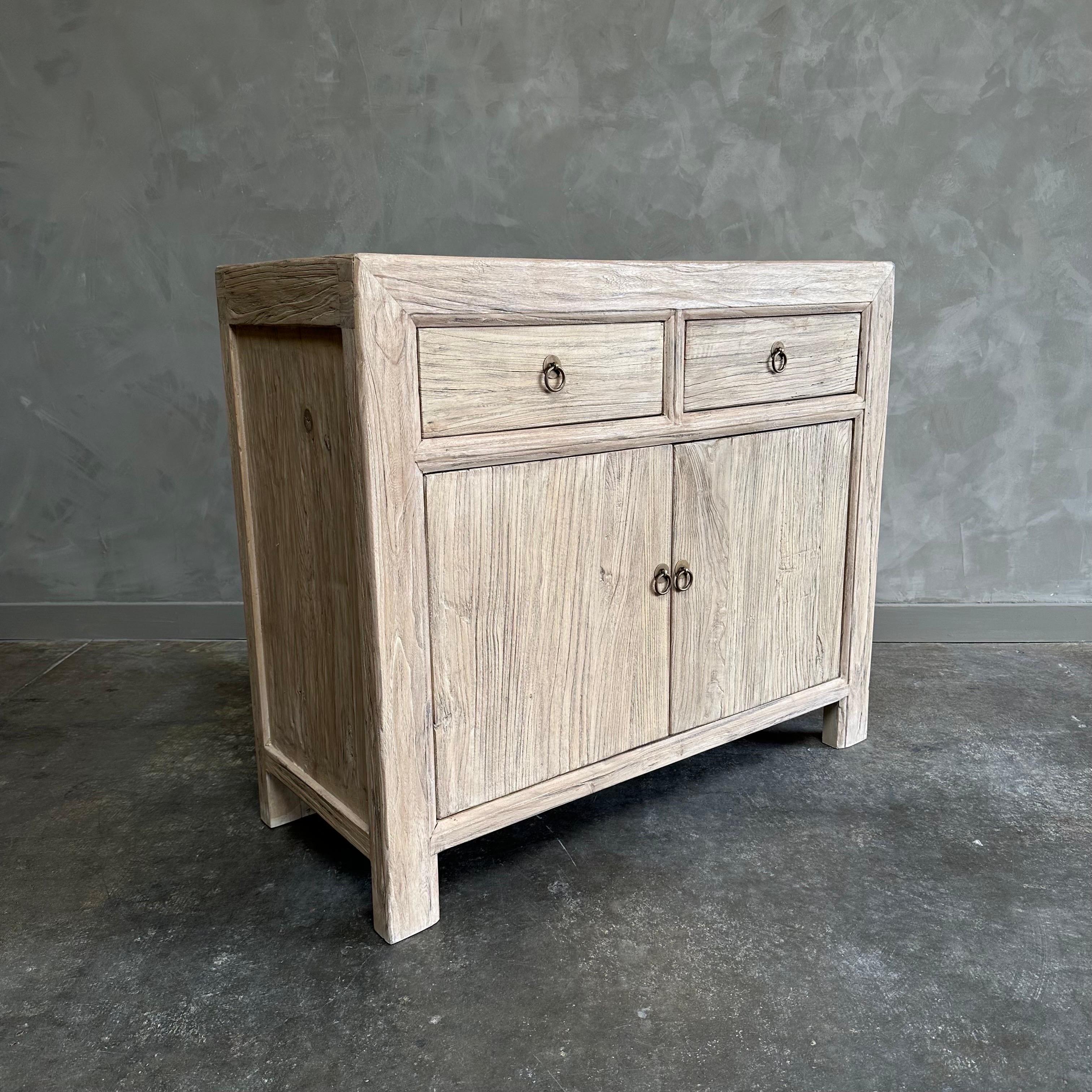 Luna Reclaimed Elm Wood Cabinet with Drawers For Sale 4