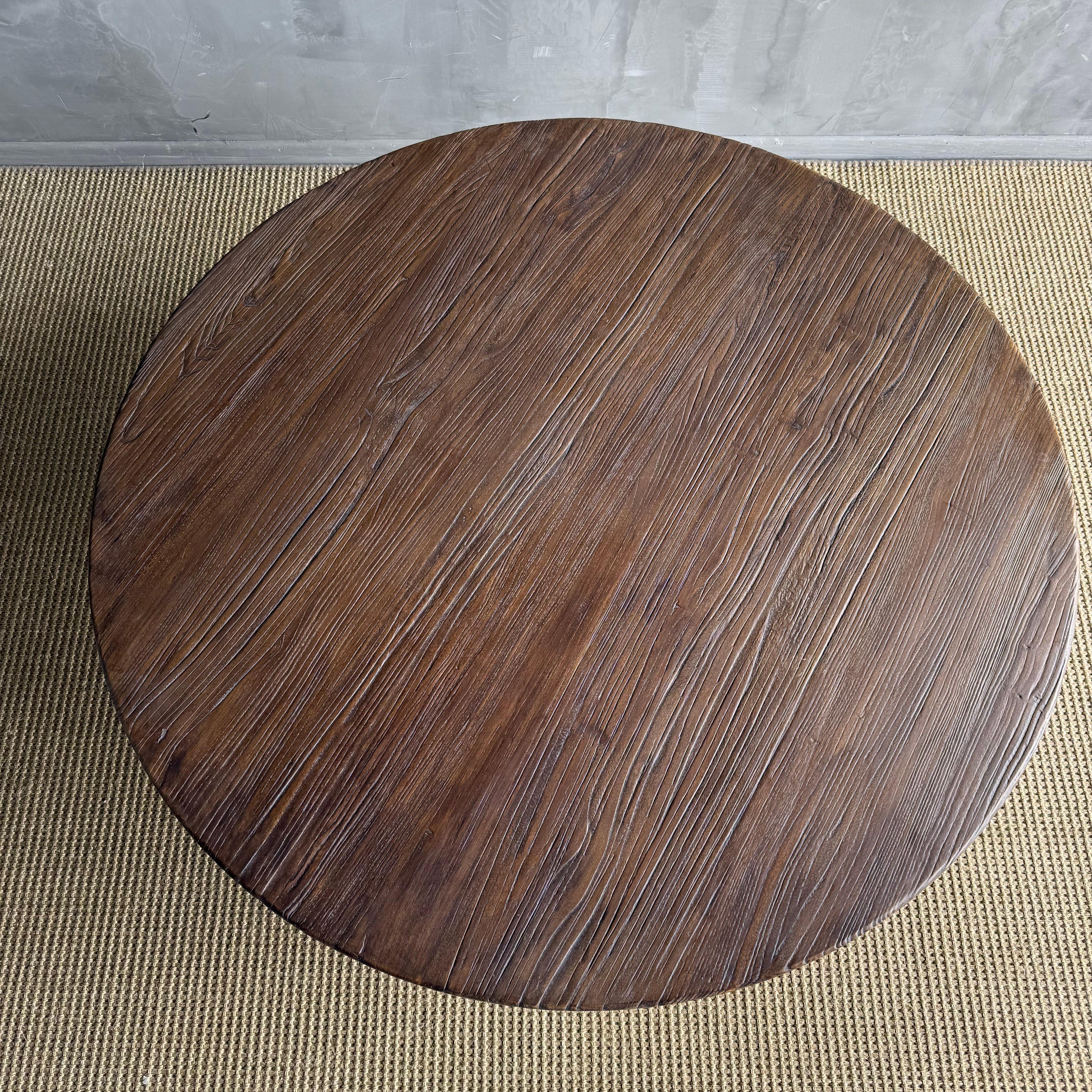 Table basse en bois d'orme récupéré Luna, finition noyer en vente 5