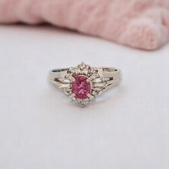 Luna Ruby Diamond Ring, Platinum with 0.78ct Natural Oval Ruby & 0.28ctw Diamond