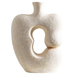 Luna Sculpture Vase, Handmade Organic Shape in Textured Cream Off White