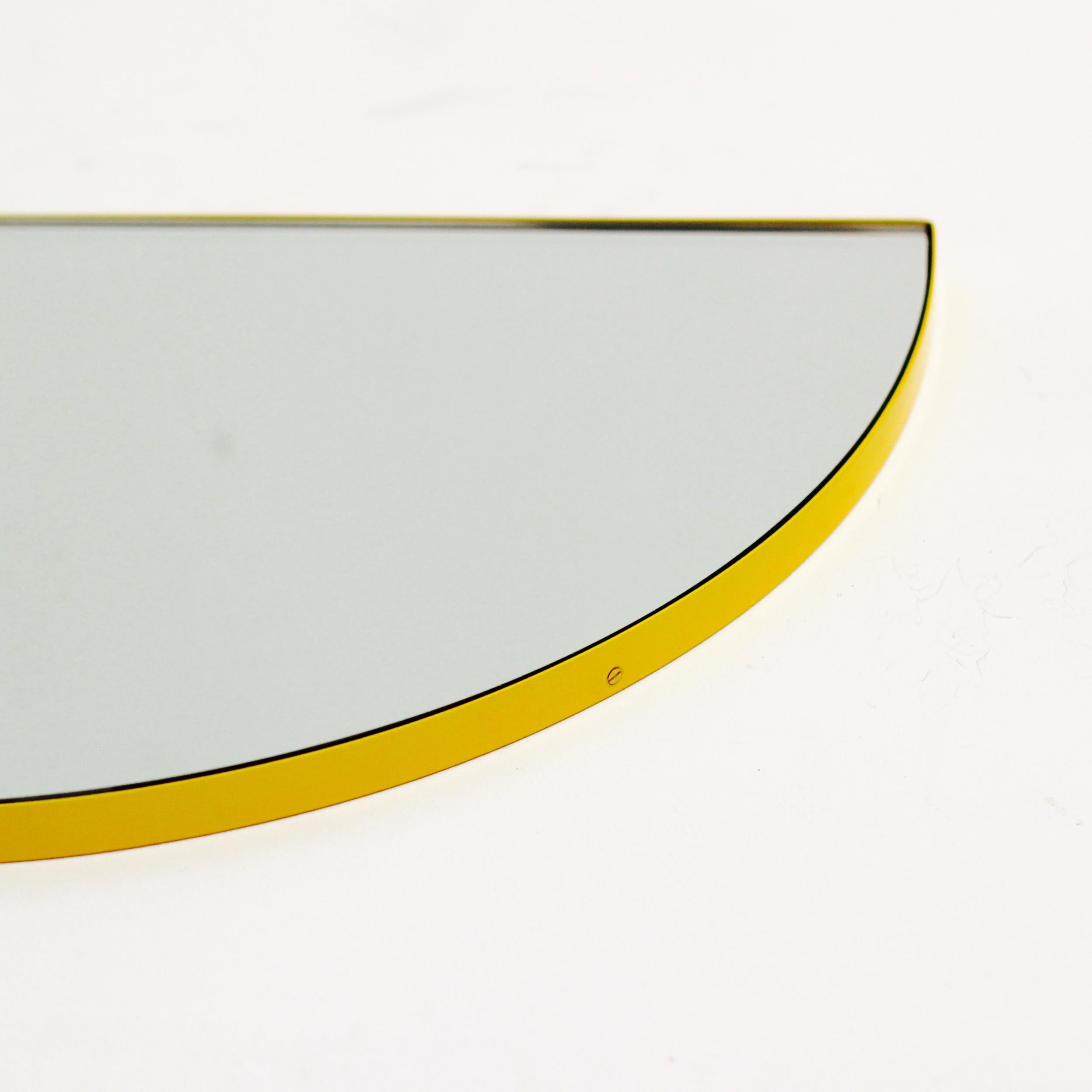 Modern Luna Semi-circular Minimalist Mirror with a Yellow Frame, Medium For Sale