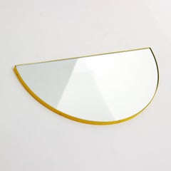 Luna Semi-Circular Modern Mirror with a Yellow Frame, Customisable, Regular