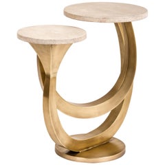 Luna Side Table in Cream Shagreen & Bronze-Patina Brass by Kifu Paris