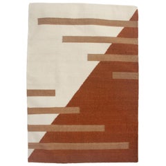 Luna Stripes Ochre Handwoven Modern Wool Rug, Carpet and Durrie