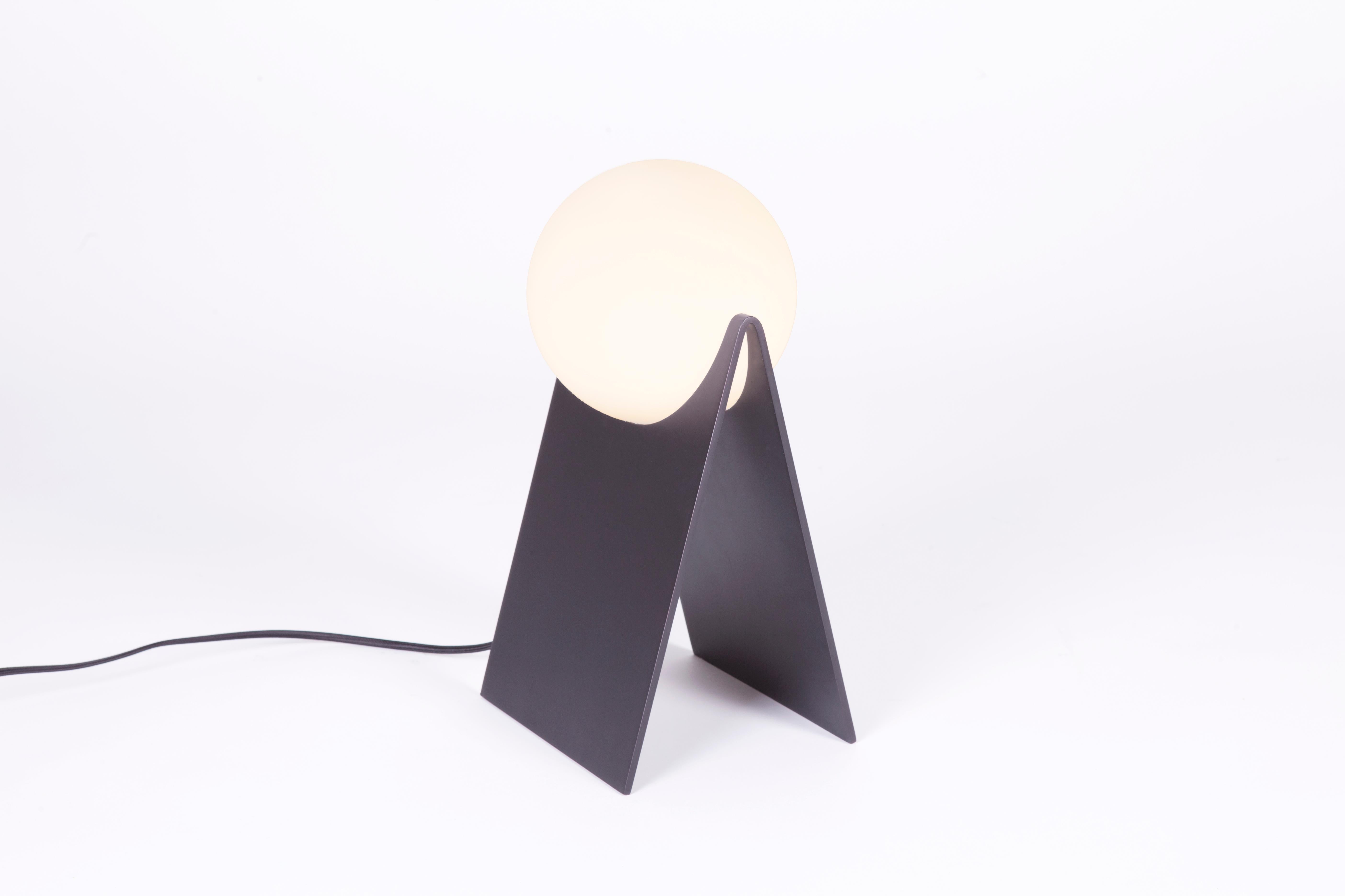 Modern LUNA Table Lamp in Brass and Hand Blown Glass by Estudio Persona