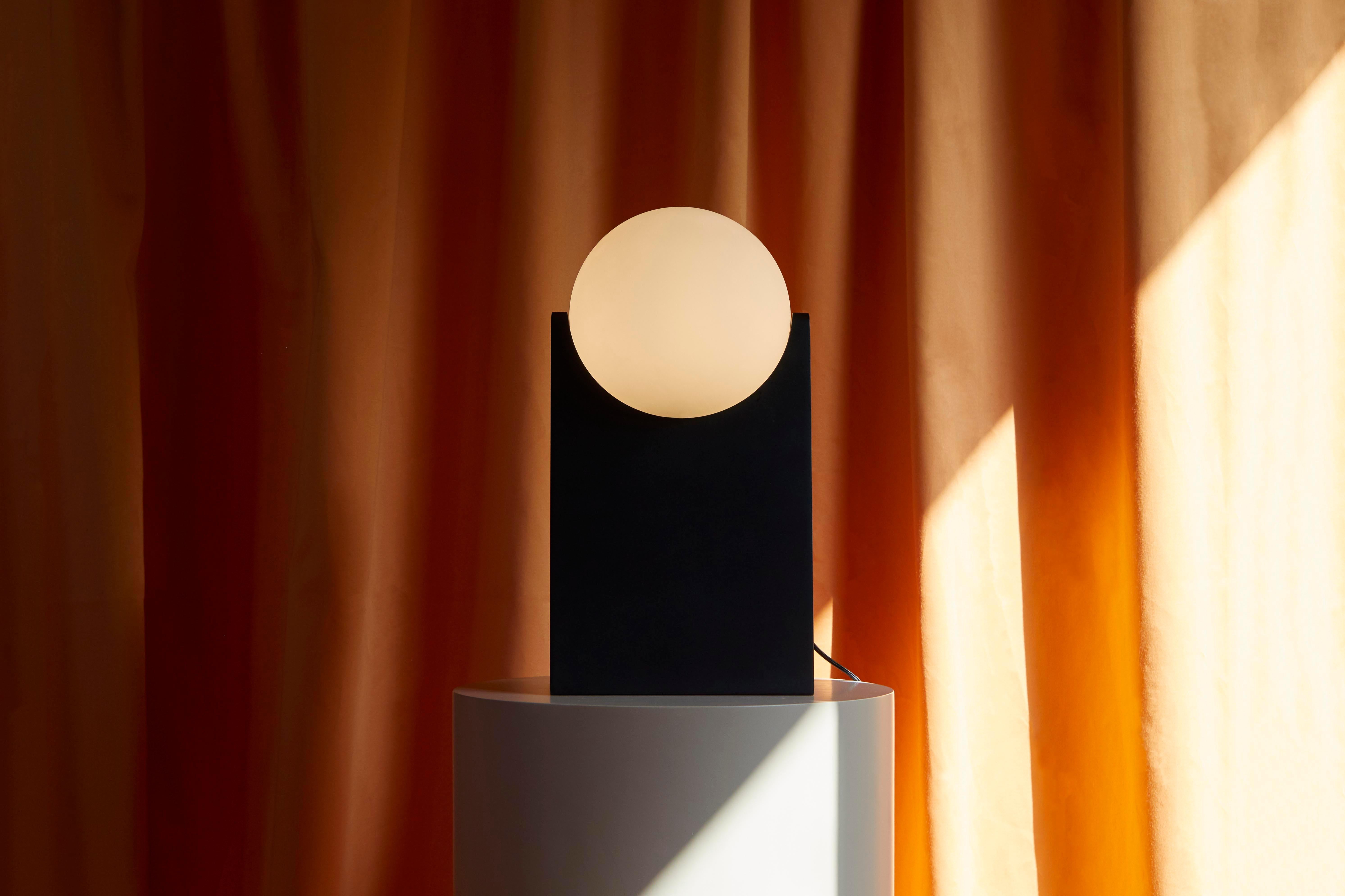 American LUNA Table Lamp in Brass and Hand Blown Glass by Estudio Persona