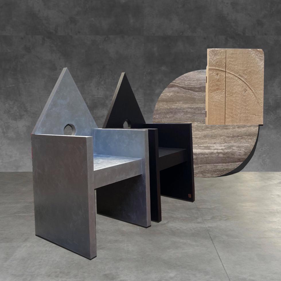 Marble Luna Titanium Asymmetrical Sideboard by Pietro Meccani For Sale