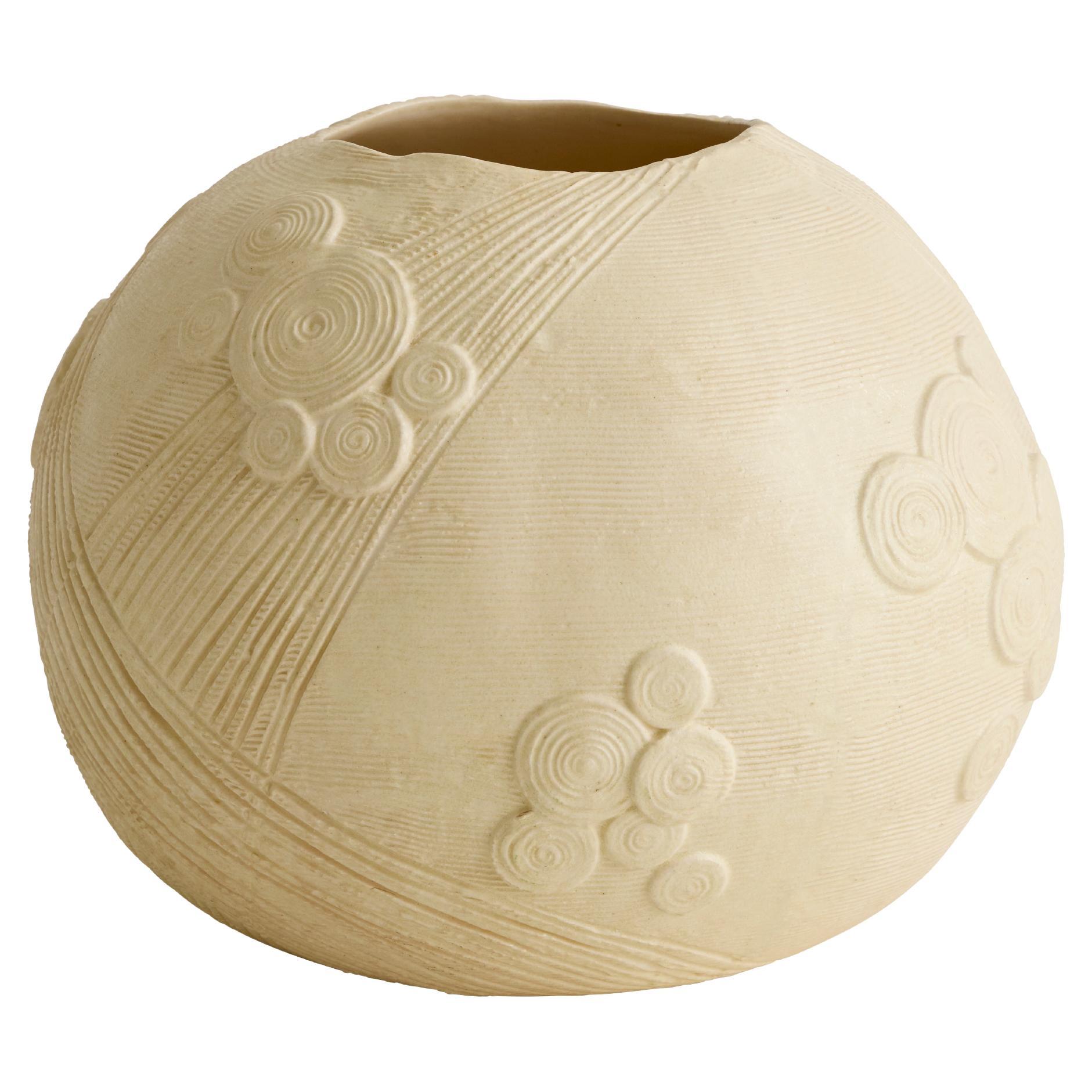 Luna Vase – handgeschnitzte, glasierte Keramikvase