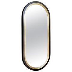 Luna Wall Mirror in a Blackened Brass and Satin Brass Finish