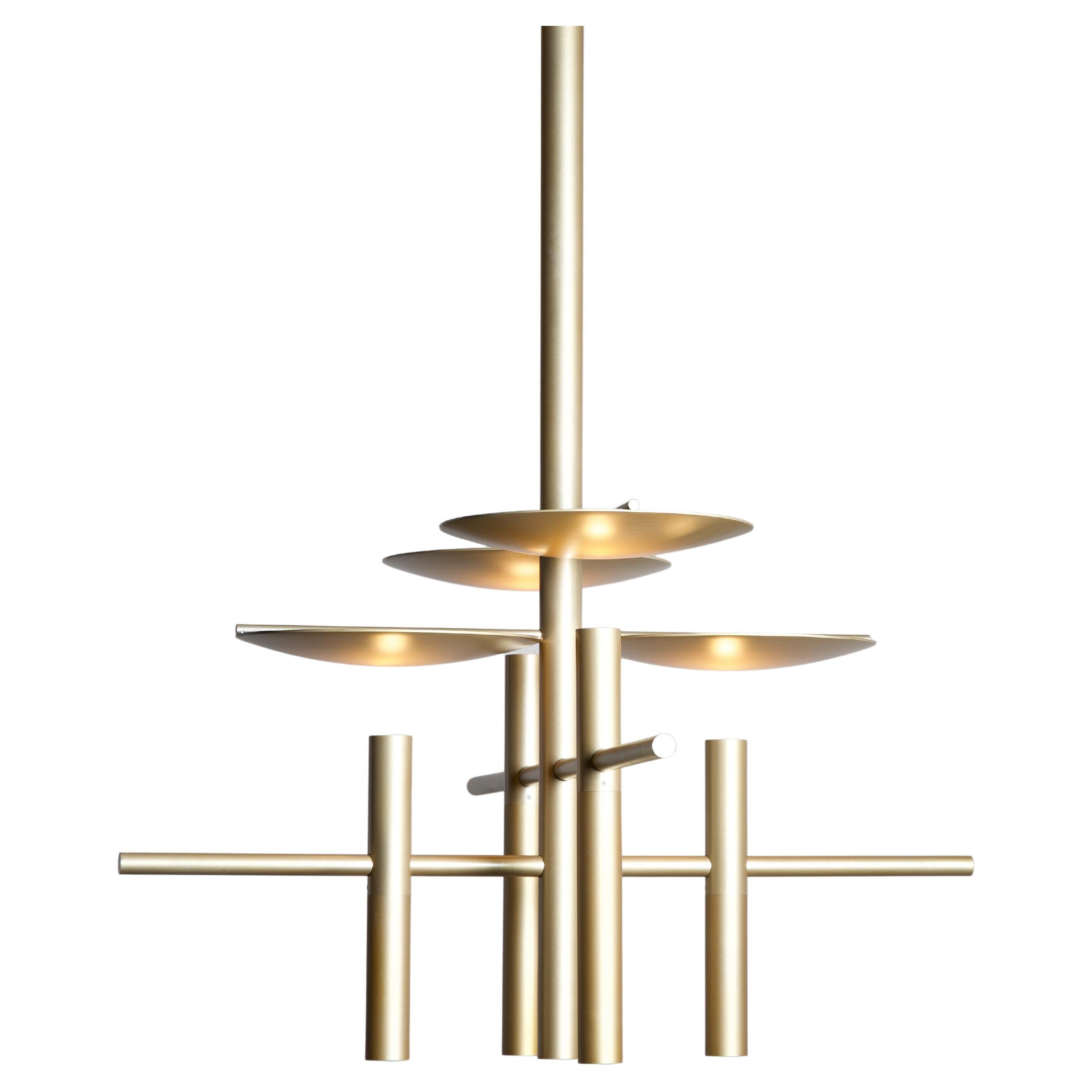 Lunae Luminaire / Chandelier Vertical I04 in Gold For Sale