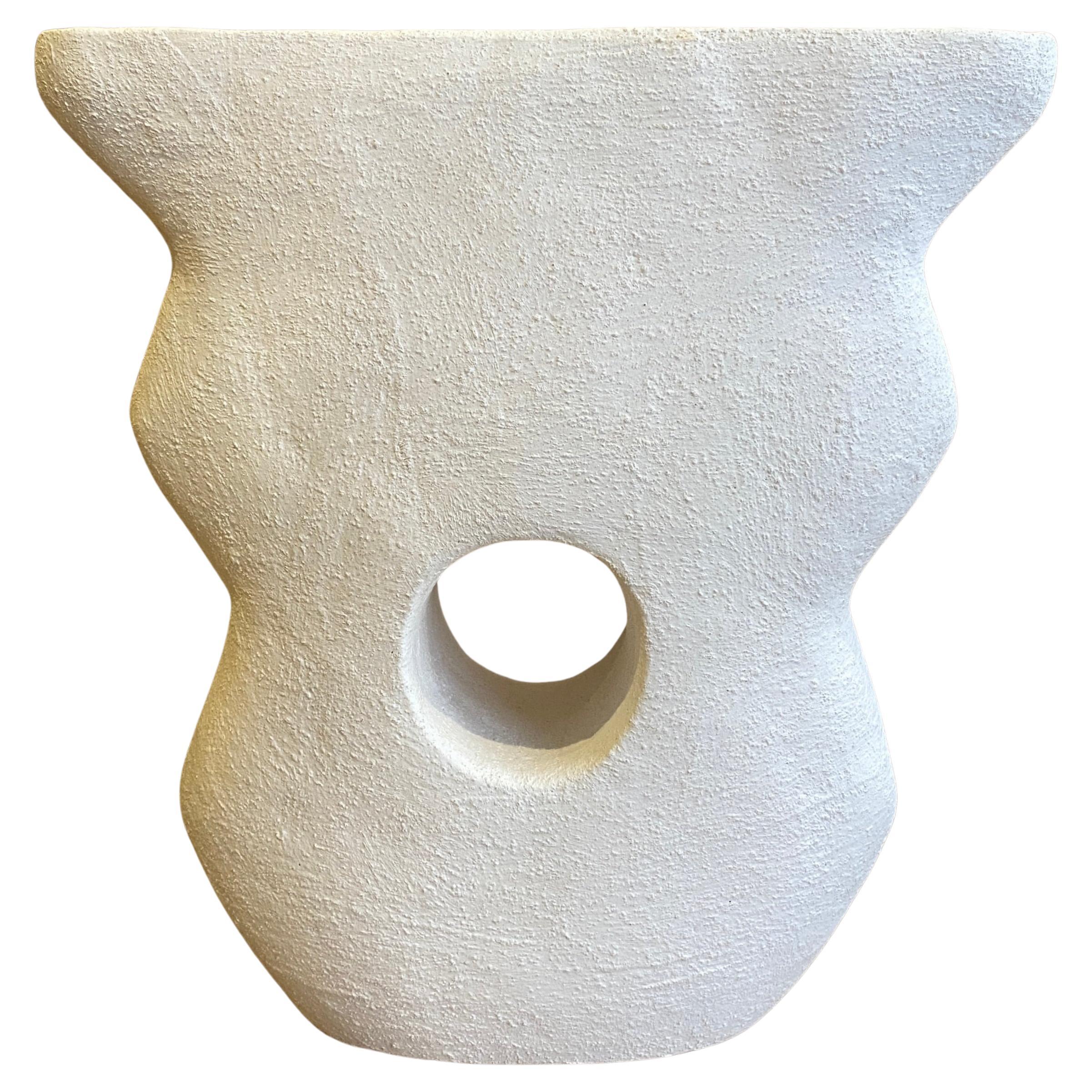 Lunae White Raku Clay Vibrant Ceramic Sculpture by Stephanie Phillips