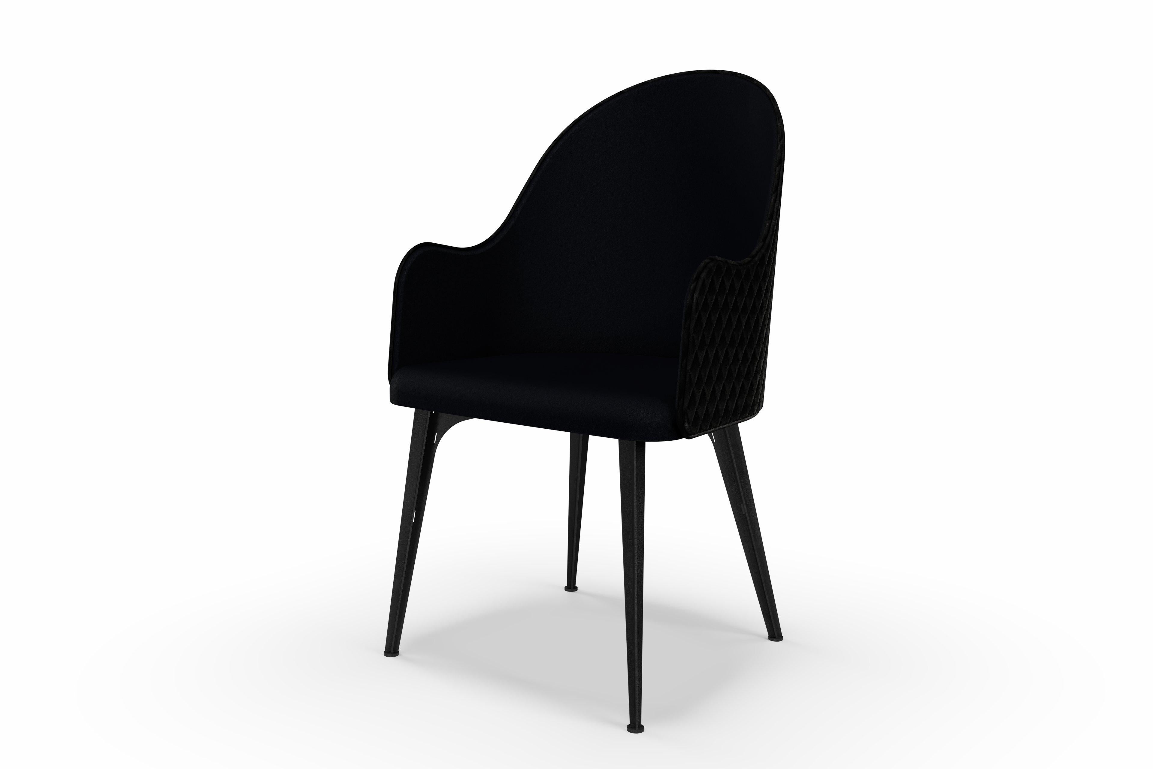 Powder-Coated Lunana upholstered armchair with steel legs For Sale