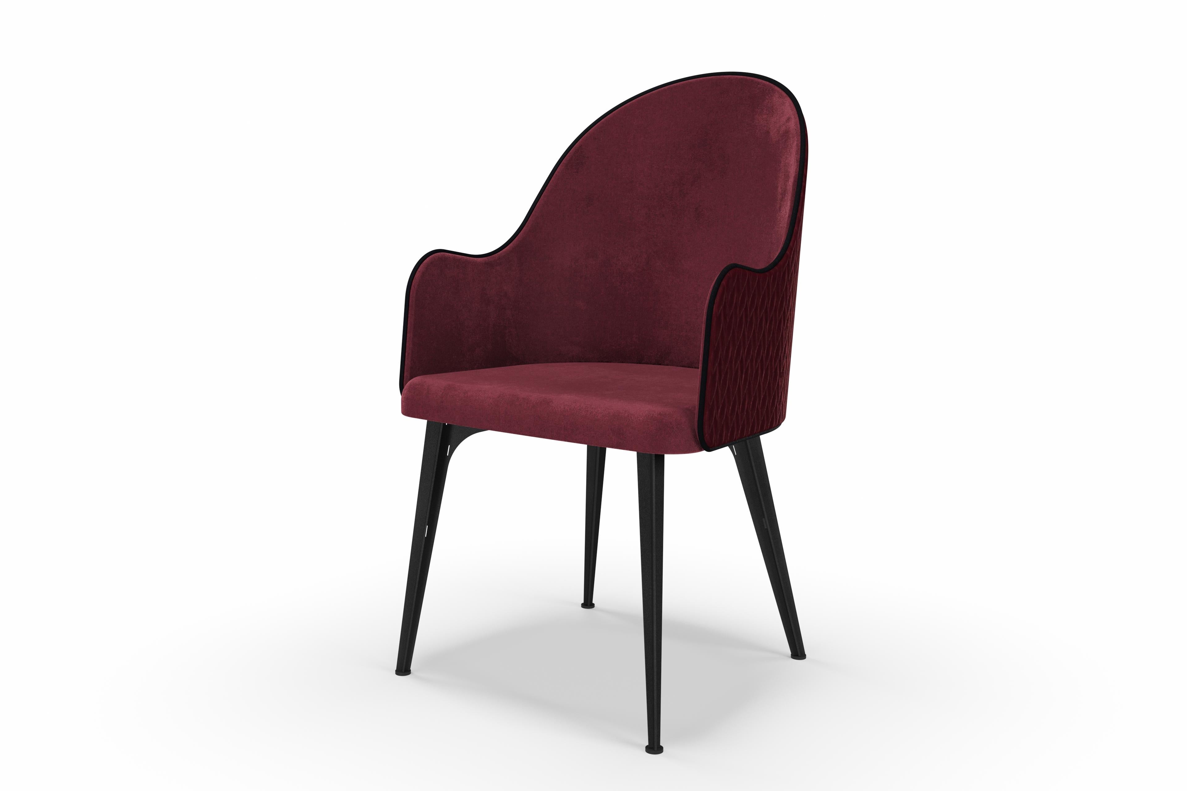 Lunana upholstered armchair with steel legs For Sale 7