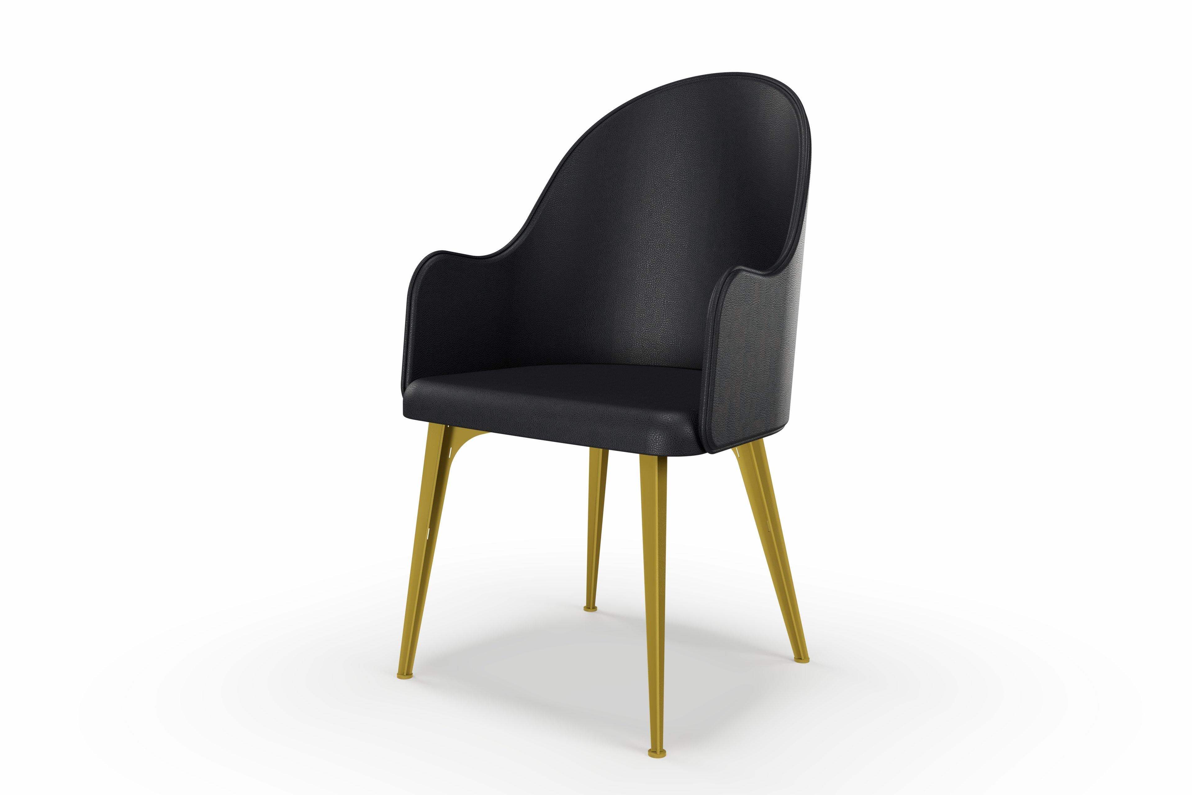 Contemporary Lunana upholstered armchair with steel legs For Sale