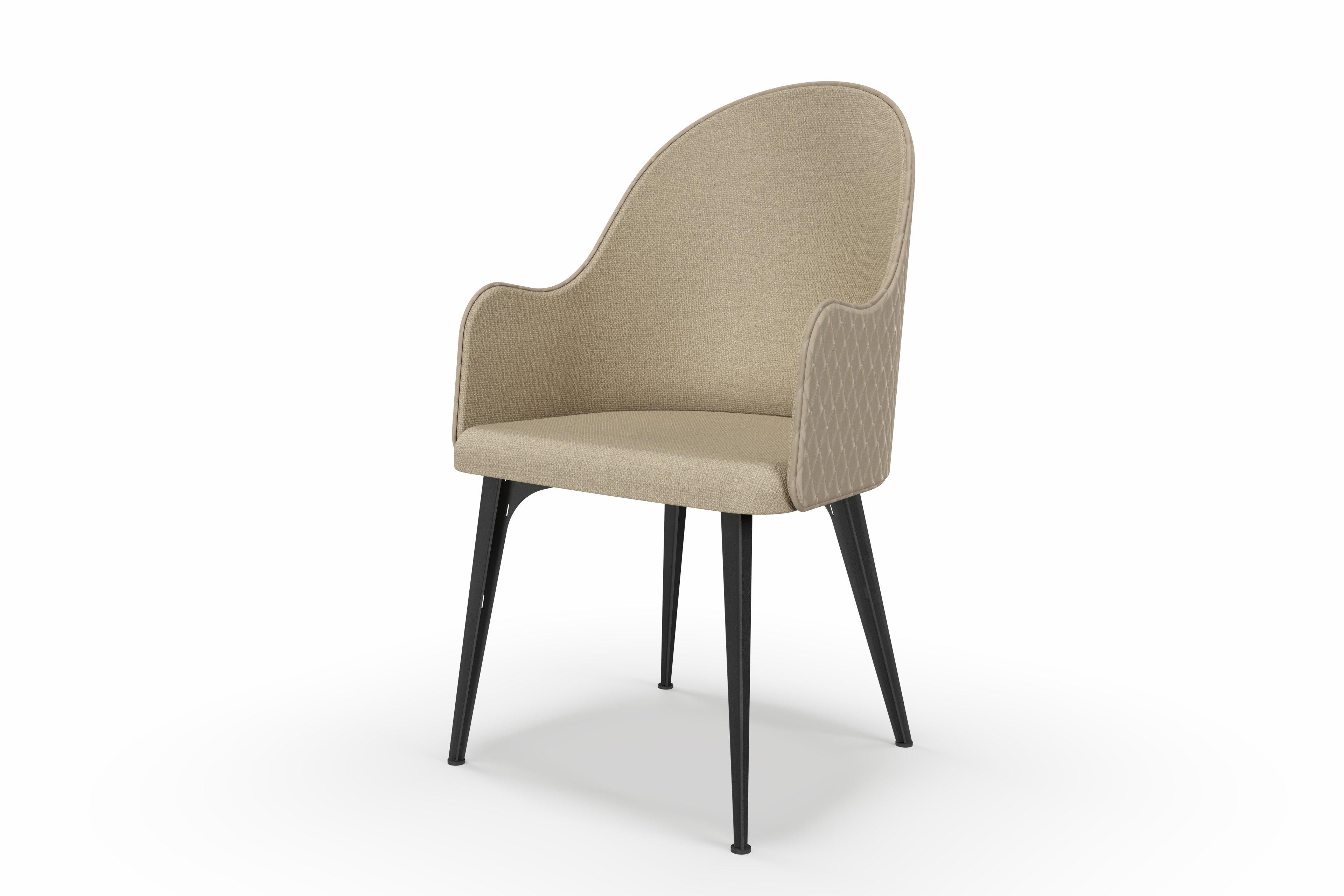 Lunana upholstered armchair with steel legs For Sale 6