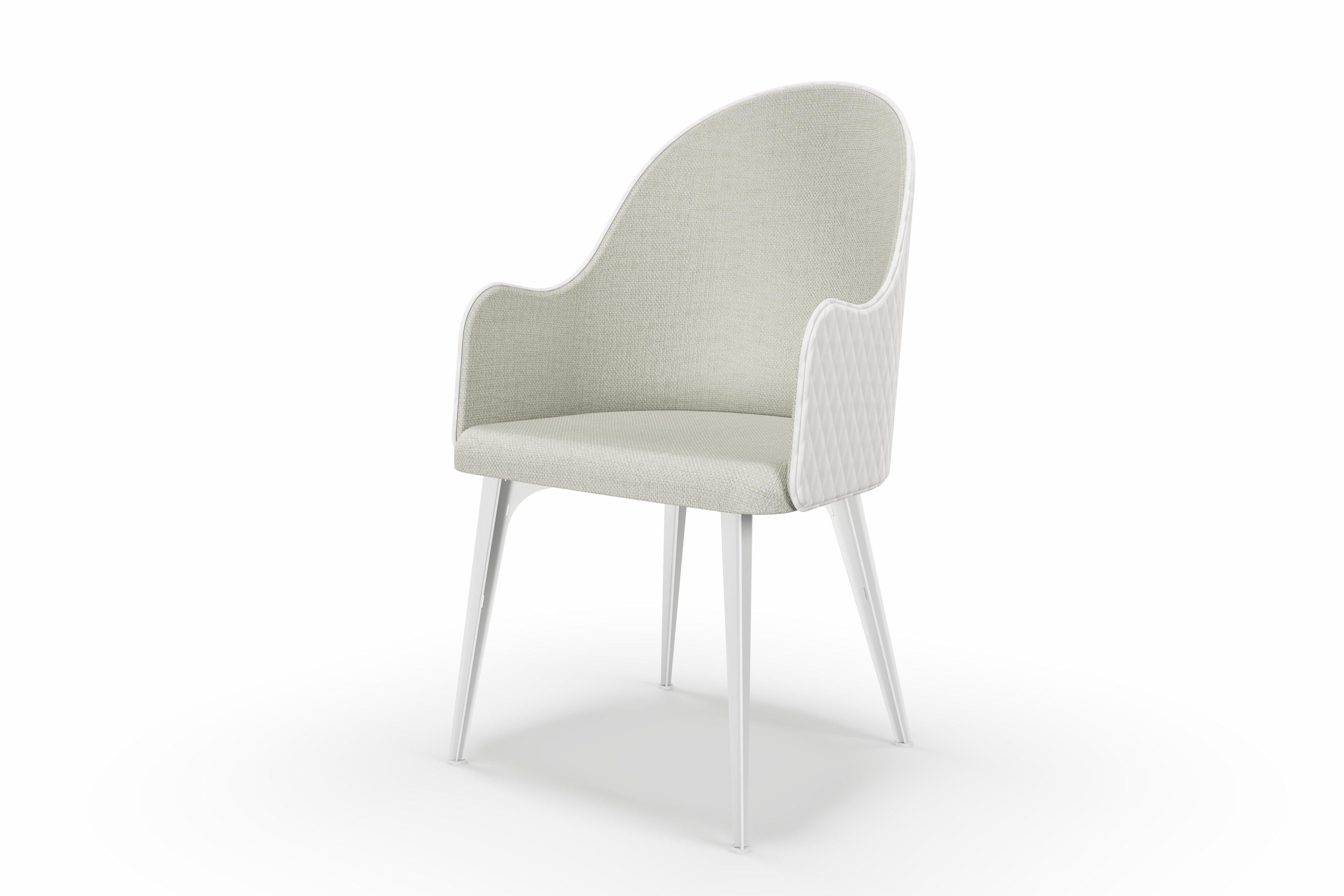 Lunana upholstered armchair with steel legs For Sale 4