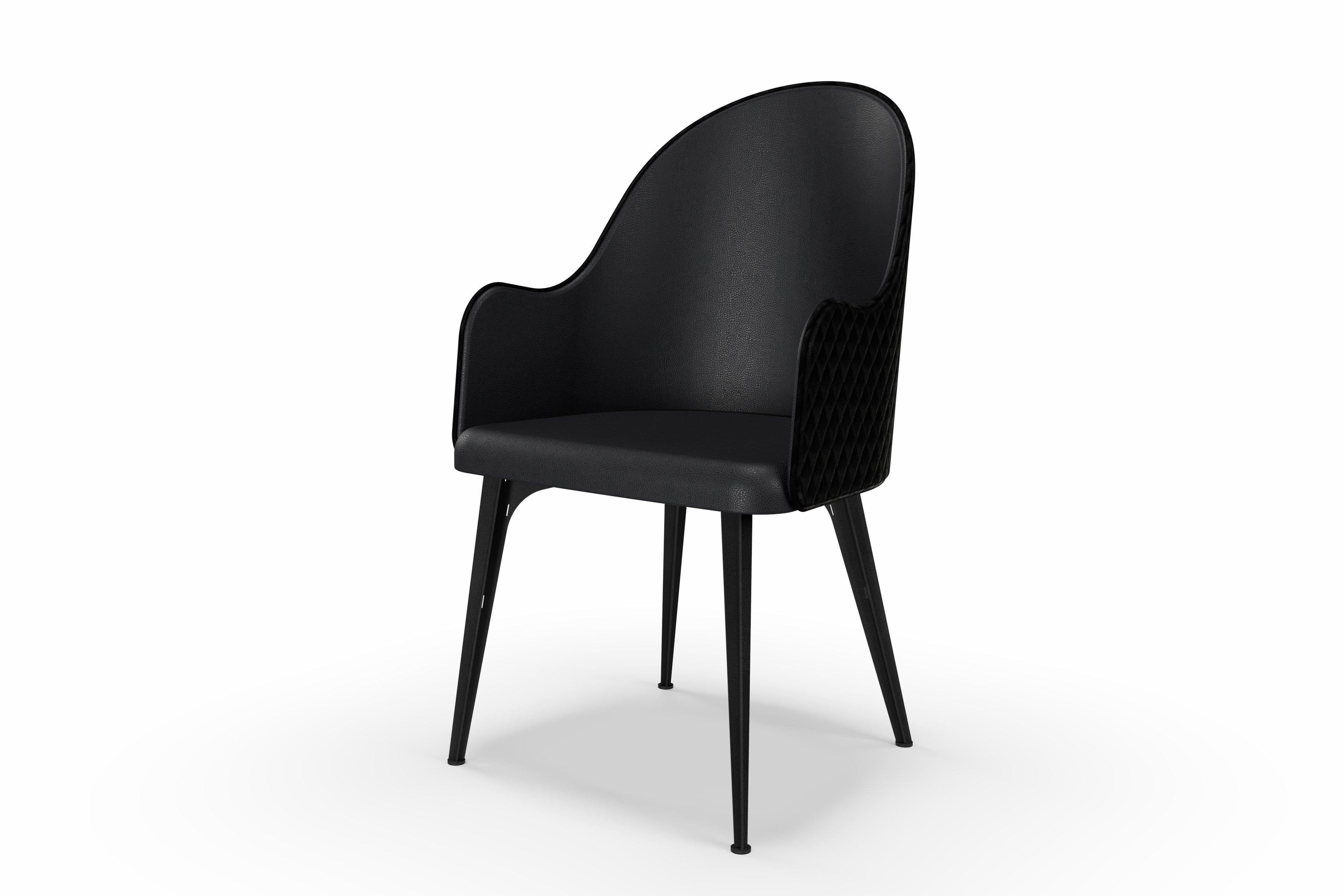 Steel Lunana upholstered armchair with steel legs For Sale