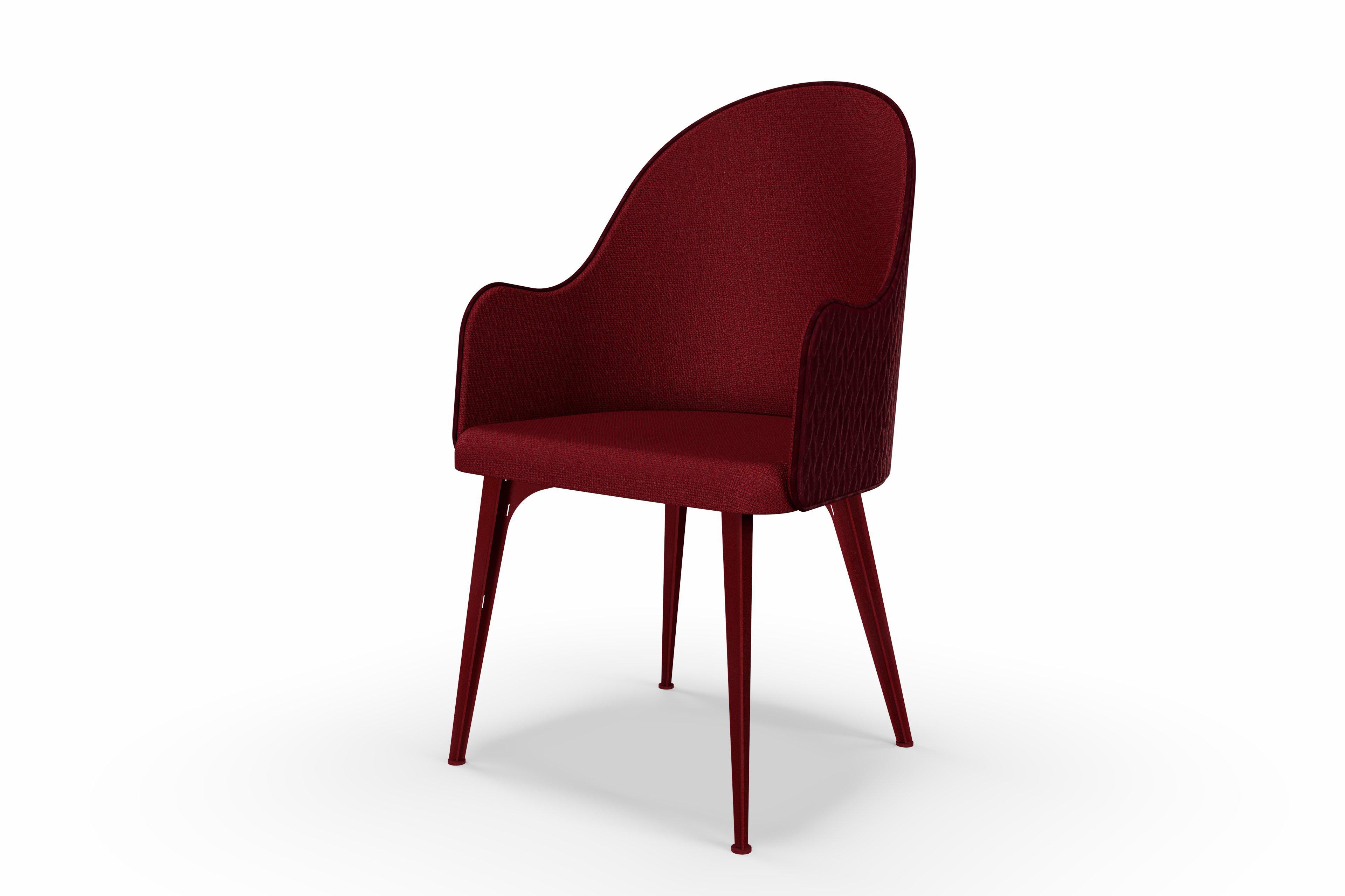 Lunana upholstered armchair with steel legs For Sale 8