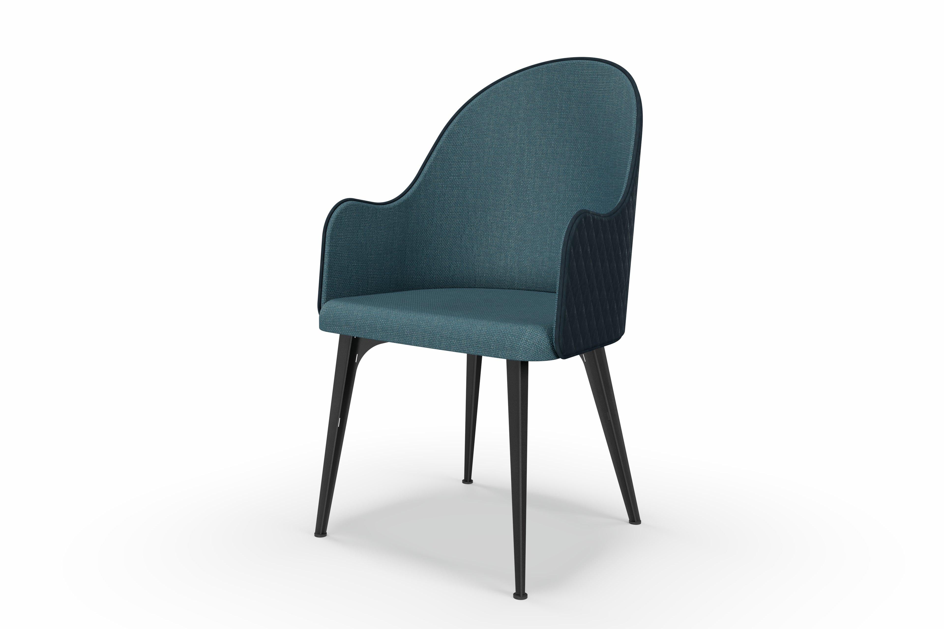 Lunana upholstered armchair with steel legs For Sale 9