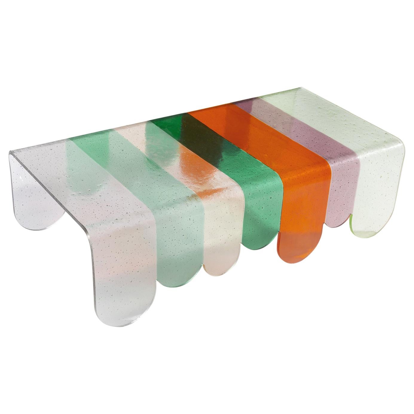 table basse en verre de Murano coloré Lunapark 21ème siècle Orange Vert