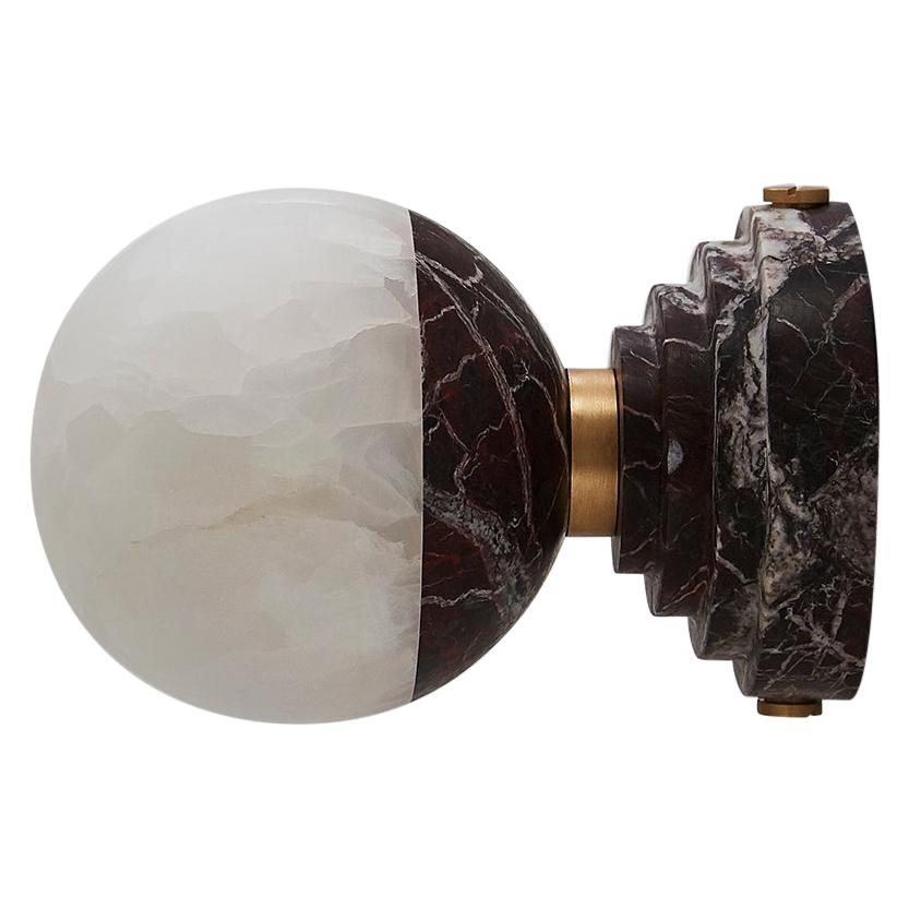 Lunar Applique Rosso Levanto Marble and Brushed Brass