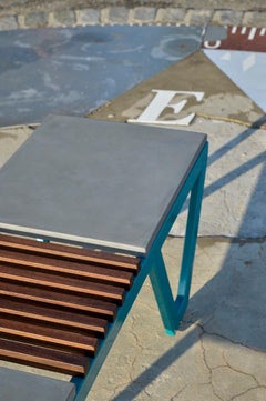 Lunar Bench by Cauv Design Steel / Concrete / Wood for Indoor or Outdoor Use