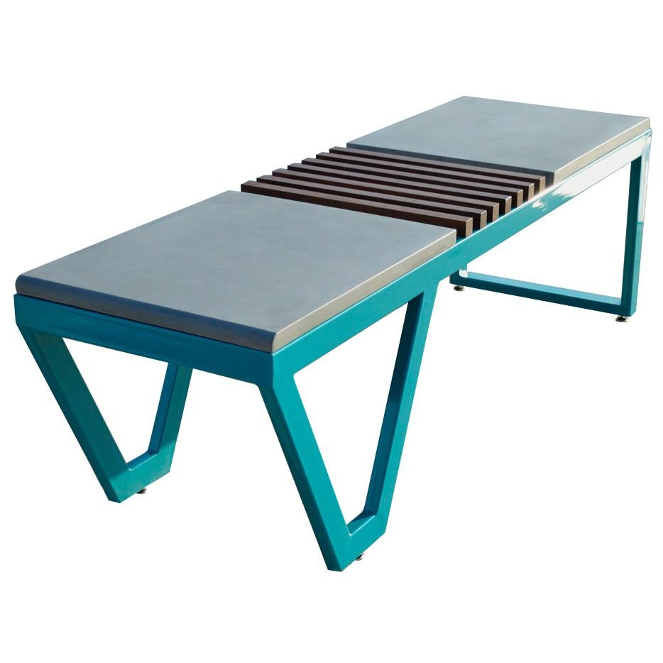 Lunar Bench von Cauv Design Stahl / Beton / Holz für den Innen- oder Außenbereich im Angebot