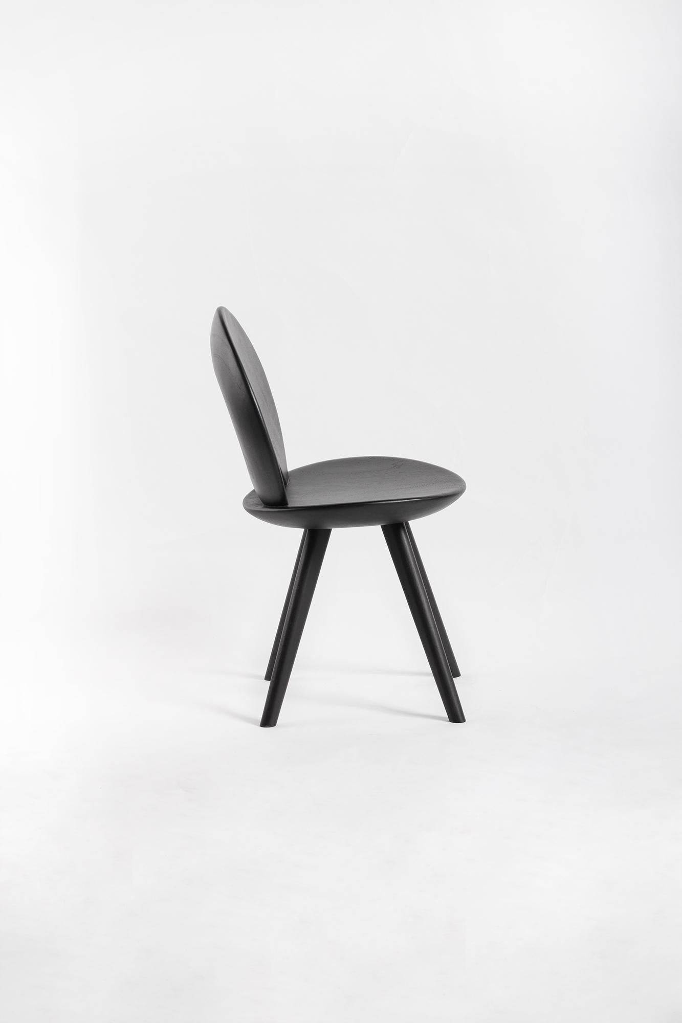 Mid-Century Modern Lunar Chair, Charcoal Black Acacia Wood For Sale