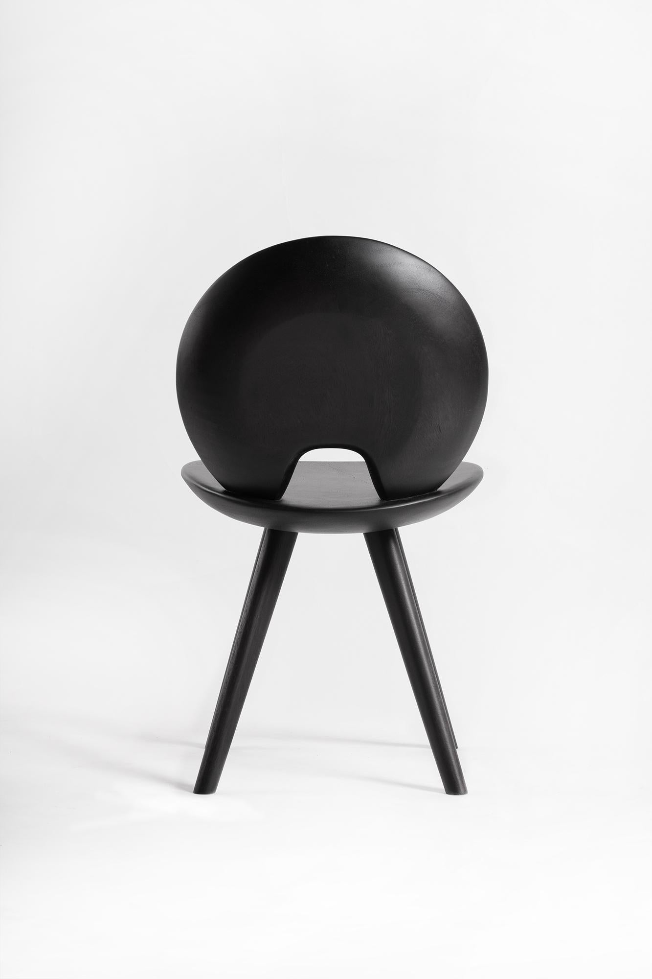 Thai Lunar Chair, Charcoal Black Acacia Wood For Sale
